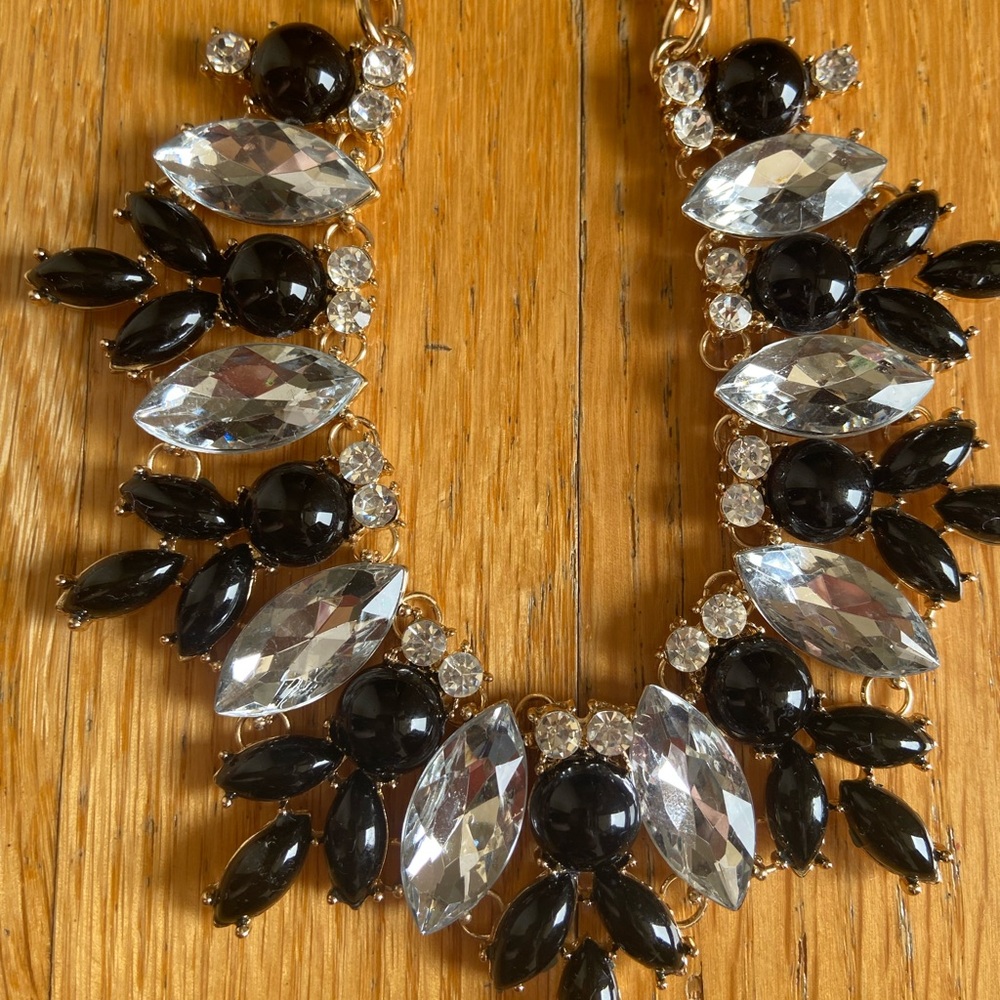 Susan Graver Black and Silver Necklace with Dramatic Design